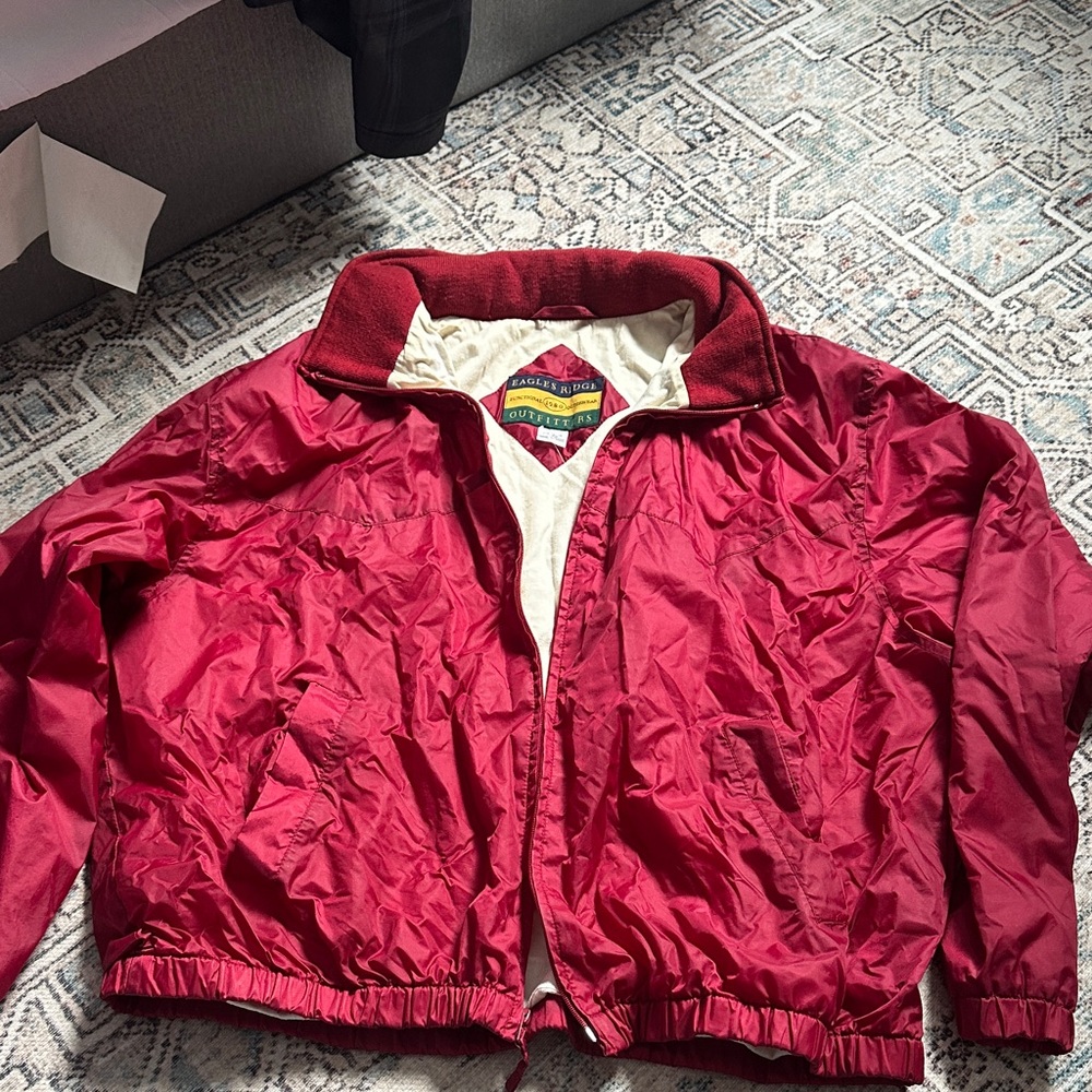 Vintage nylon Eagles Ridge Outfitters Red Windbreaker Jacket 90s